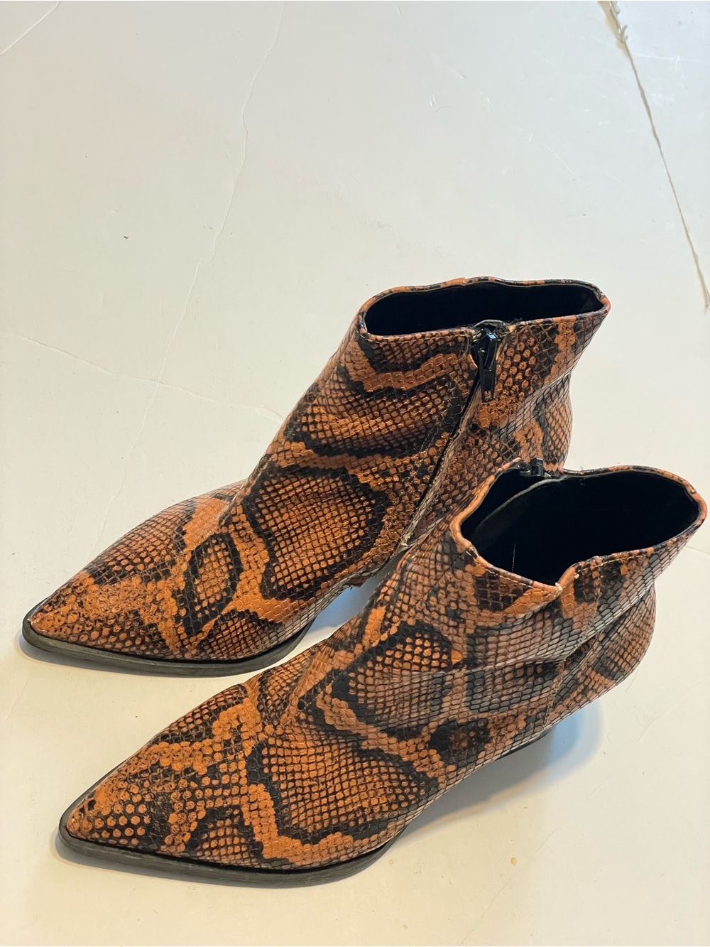 MNG Mango snake skinned Pointed ankle booties size 6 EU 36